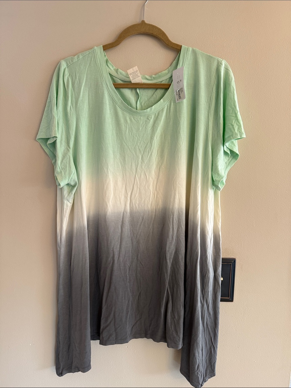 Livi Active Mint to Gray Ombre Short Sleeve Tee Woman Size 22-24